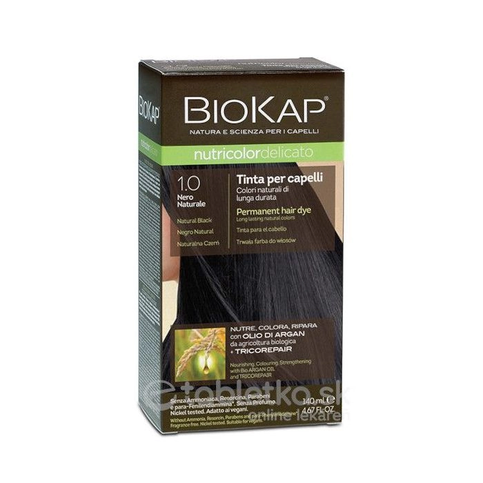 BIOKAP nutricolordelicato farba na vlasy, 140 ml, prírodná čierna 1.0
