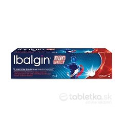 100g balenie Ibalgin DUO EFFECT krému s červeno-modrým dizajnom a grafikou znázorňujúcou cieľovú úľavu od bolesti na tele.