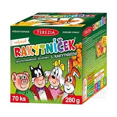 TEREZIA RAKYTN&Iacute;ČEK multivitam&iacute;nov&eacute; želat&iacute;nky s rakytn&iacute;kom, 70 ks, 280 g, v detskom obale s obr&aacute;zkami zvierat.