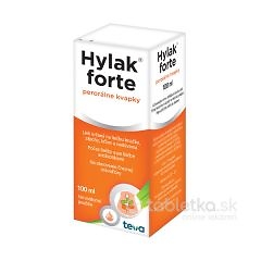 Hylak forte kvapky 100ml v oranžovo-bielom balení so slovenským textom, určené na podporu tráviaceho systému.