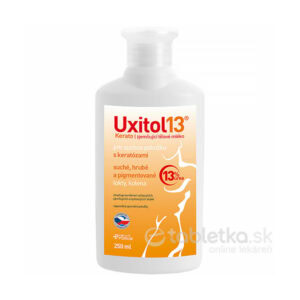 Uxitol13 Kerato zjemňujúce telové mlieko 13% močoviny 250ml, oranžový obal.