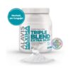 Biele balenie ALAVIS MAXIMA TRIPLE blend Extra Silný s arómou a sladidlom 700g vedľa odmerky prášku, český text, pečate kvality. Produkt na podporu kĺbov.