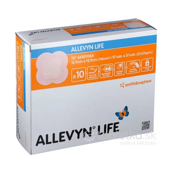 E-shop ALLEVYN LIFE Krytie na rany 12,9x12,9 cm, adhezívne penové krytie so silikónovým gélom 1x10 ks