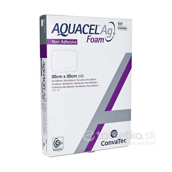 E-shop Aquacel Ag Foam Hydrofilné krytie neadhezívne 20 x 20 cm 5 ks