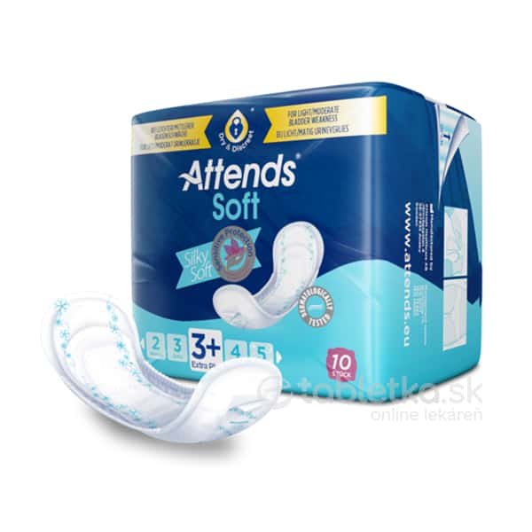ATTENDS Soft Extra 3+ vložky inkontinenčné, savosť 799 ml, veľkosť 36,5 cm, 1x10 ks