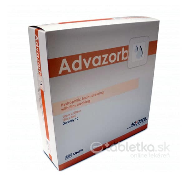 E-shop Advazorb krytie na rany hydrofilné penové 20x20 cm, 1x10 ks