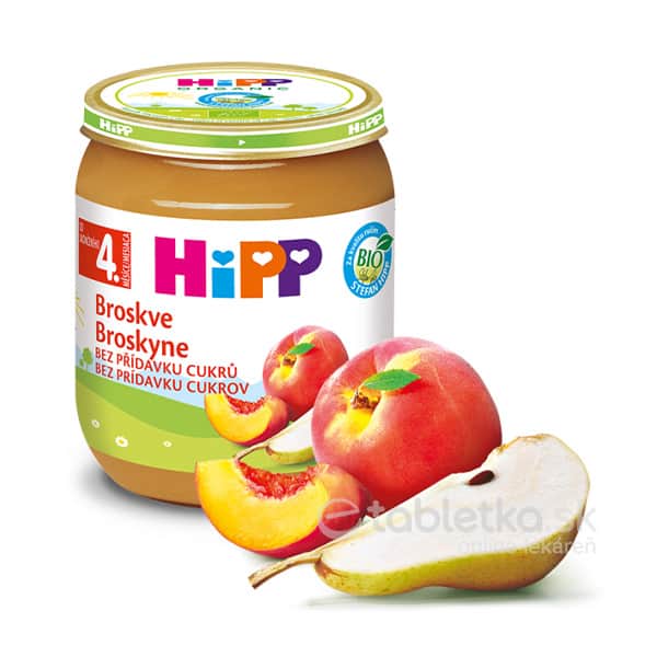 HiPP Príkrm ovocný Broskyne nová receptúra 2016, (od ukonč. 4. mesiaca) 125 g