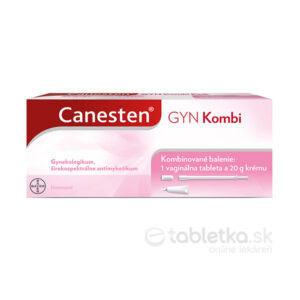 Canesten Kombi, vaginálna tableta 500 mg, krém 20 g, balenie: 1 tableta + 1 krém, antimykotikum.