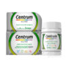 Centrum Silver 50+ multivitamín, 30 tabliet: dva boxy a jedna fľaša, slovenský text a informácie o produkte a živinách.