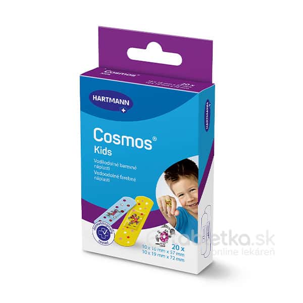 COSMOS Detská náplasť na rany, 2 veľkosti (1,9cmx7,2cm) (1,6cmx5,7cm) - 20 ks
