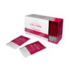 Krabica DermoCollagen SALUTEM 30 vrecúšok s jednotlivými sáčkami umiestnenými vedľa otvoreného balenia.