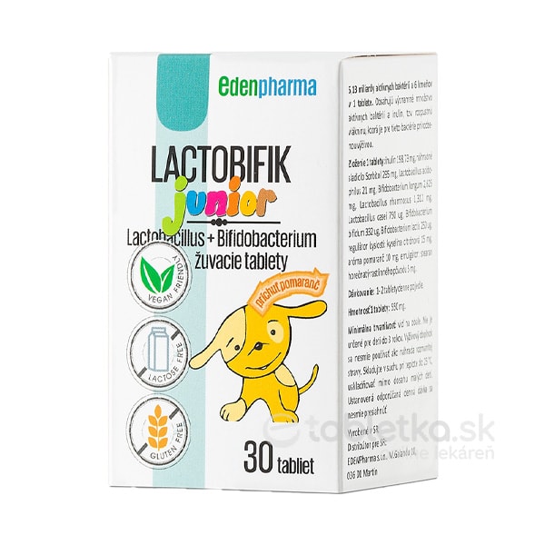E-shop EDENPharma LACTOBIFIK junior žuvacie tablety, príchuť pomaranč 30 ks
