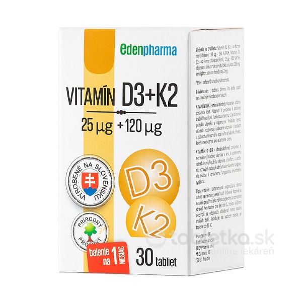 EDENPharma VITAMÍN D3 + K2 30 tabliet