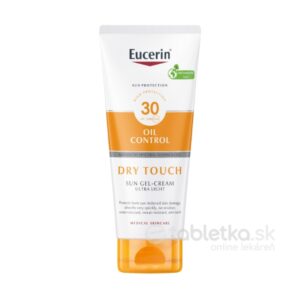 200ml tuba Eucerin Sun Oil Control Dry Touch SPF30 gél-krému na ochranu pred slnkom s pokročilou spektro technológiou, testované dermatologicky.