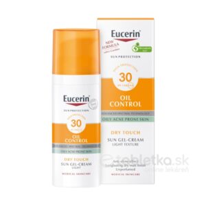 Eucerin Sun Oil Control SPF30 gélový krém na tvár 50ml s matujúcim efektom a technológiou pre pleť so sklonom k akné.