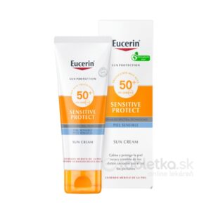 Eucerin Sun Sensitive Protect SPF50+ krém na tvár 50ml chráni pred slnečným žiarením, určený pre citlivú pokožku.