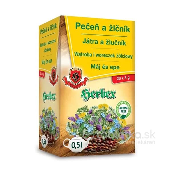 E-shop HERBEX PEČEŇ A ŽLČNÍK bylinný čaj 20x3 g