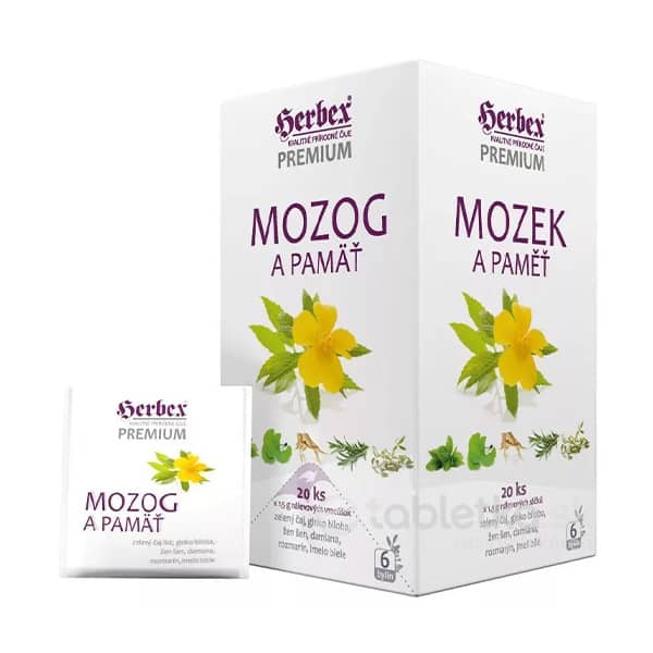 HERBEX Premium MOZOG A PAMÄŤ bylinná zmes, čaj 20x1,5 g