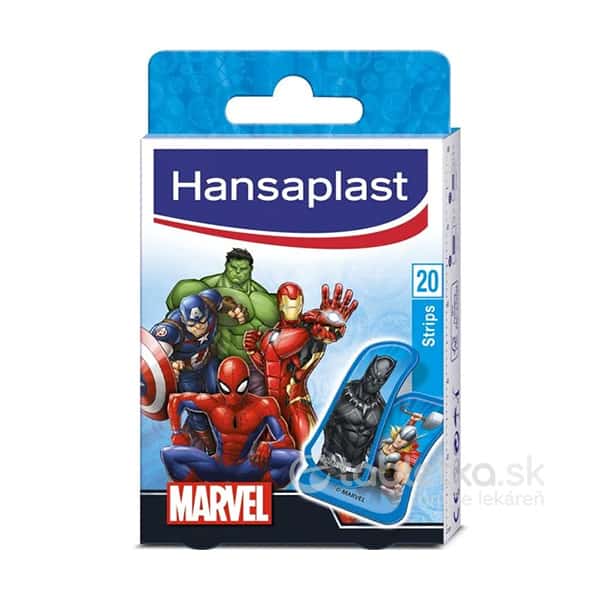 E-shop Hansaplast MARVEL náplasť s detským motívom, stripy - 20 ks