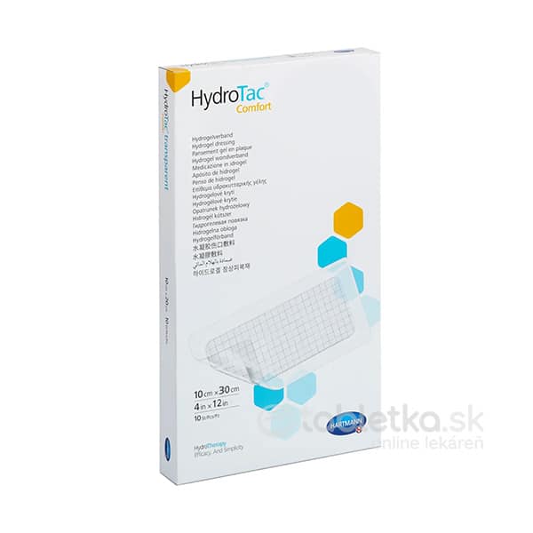 HydroTac Comfort - krytie na rany penové hydropol impregnované gélom, samolepiace (10x30 cm) 10 ks