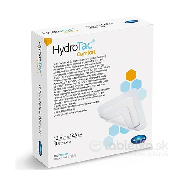 E-shop HydroTac Comfort - krytie na rany penové hydropol.impregnované gélom, samolepiace (12,5x12,5 cm) 10 ks