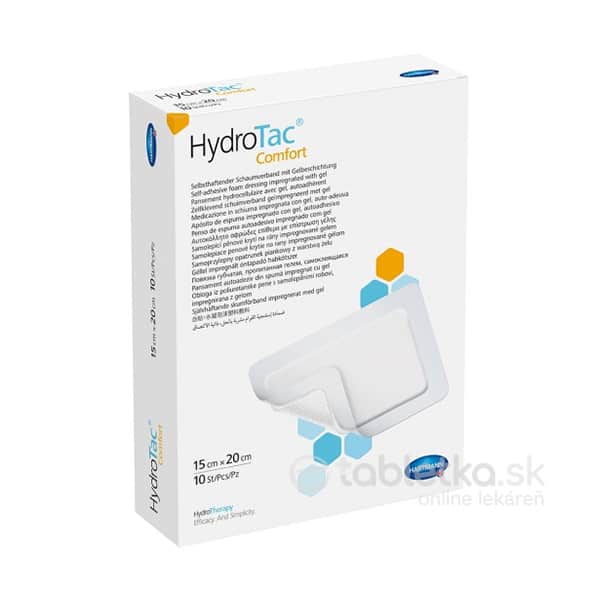 HydroTac Comfort - krytie na rany penové hydropol. impregnované gélom, samolepiace (15x20 cm) 10 ks