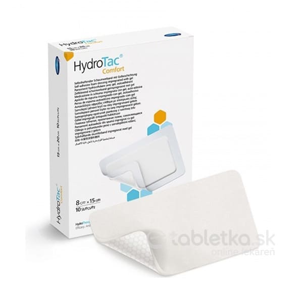 HydroTac Comfort - krytie na rany penové hydropol. impregnované gélom, samolepiace (8x15 cm) 10 ks