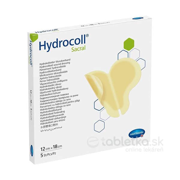 HYDROCOLL SACRAL - kompres hydrokoloidný, rany v sakrálnej oblasti (12cm x 18cm) 5 ks