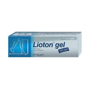 100g balenie Lioton 100 000 gélu so zobrazením nôh a logom výrobku na obale.
