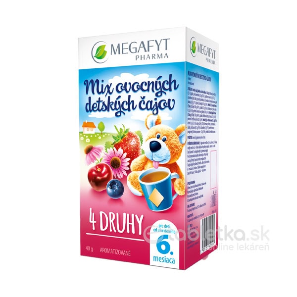 MEGAFYT MIX ovocných detských čajov 4 DRUHY 20x2g