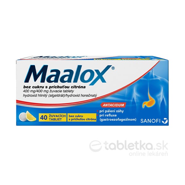 E-shop Maalox bez cukru s príchuťou citróna 1x40ks