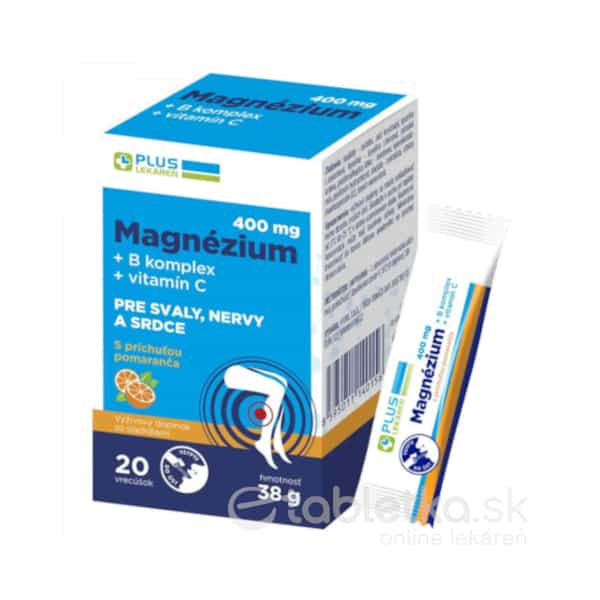 PLUS LEKÁREŇ Magnézium 400 mg+B komplex+vitamín C 20 vreciek