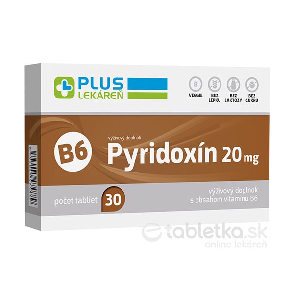 PLUS LEKÁREŇ Pyridoxín 20 mg (vitamín B6) 30 tabliet