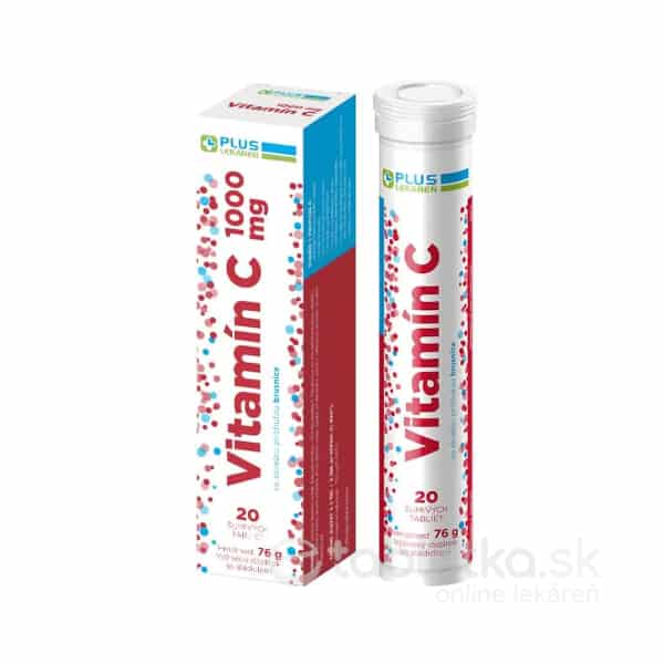 PLUS LEKÁREŇ Vitamín C 1000 mg príchuť brusnica 20 šumivých tabliet