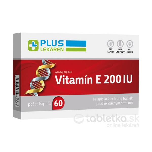 PLUS LEKÁREŇ Vitamín E 200, 60 kapsúl