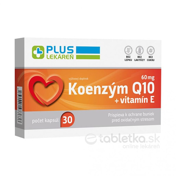 E-shop PLUS LEKÁREŇ Koenzým Q10 60 mg + E 30 kapsúl