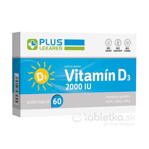 PLUS LEKÁREŇ Vitamín D3 2000 IU 60 kapsúl