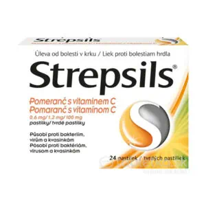 Strepsils Pomaranč s vitamínom C pastilky, 24 ks