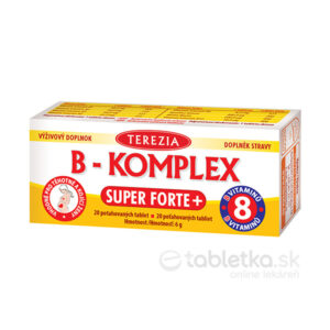 Balenie TEREZIA B-Komplex Super Forte+, 20 tabliet, doplnok stravy s vitamínmi skupiny B pre dospelých a tehotné ženy.