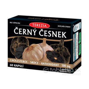 Balenie TEREZIA Čierny cesnak 60 kapsúl s kapsulami z čierneho cesnaku, na antioxidanty, cholesterol, srdce a imunitu.