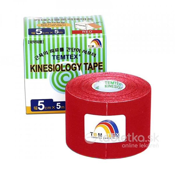 TEMTEX KINESOLOGY TAPE tejpovacia páska, 5 cm x 5 m, červená 1x1 ks