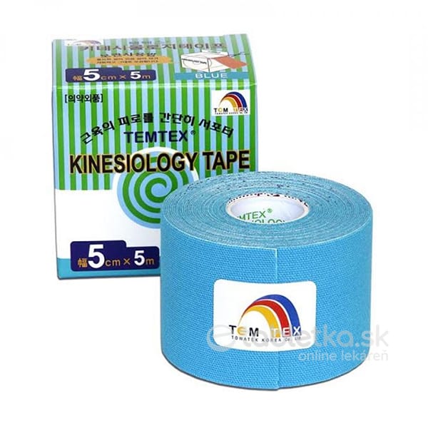 TEMTEX KINESOLOGY TAPE tejpovacia páska, 5 cm x 5 m, modrá - 1 ks
