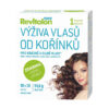 Krabička VITAR Revitalon FORTE 90+30 kapsúl, obrázok ženy s dlhými kučeravými vlasmi, informácie a česká akcia na mesiac zdarma.