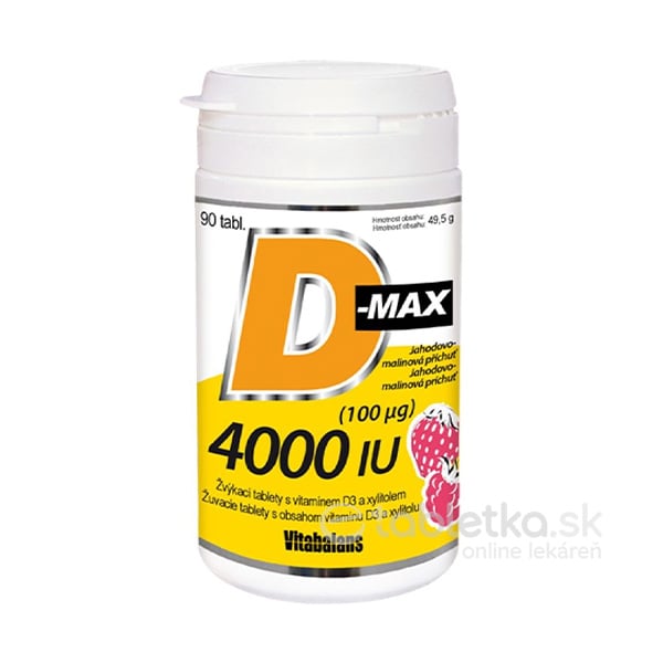 Vitabalans D-max 4000 IU (100 µg) žuvacie tablety 90 tbl
