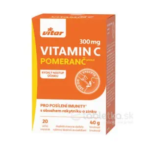 Vitar Vitamín C 300mg, rakytník, zinok príchuť pomaranč 20 vreciek