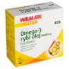 Balenie WALMARK Omega-3 rybí olej FORTE 90 kapsúl, žltobiele farby, s českým popisom produktu. Obsahuje 1000 mg oleja a vitamín E.