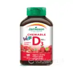 Jamieson KIDS Vitamín D3 400IU tablety na cmúľanie jahoda 100 tbl