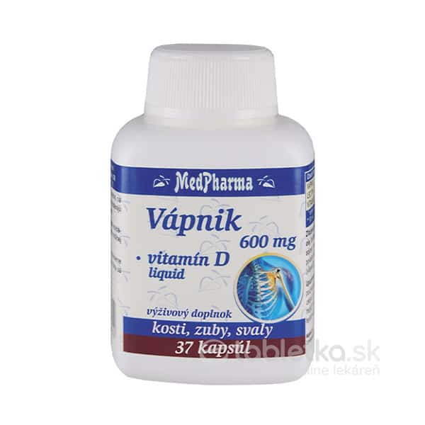 E-shop MedPharma VÁPNIK 600 mg + Vitamín D liq. cps 30+7 zadarmo (37 ks)