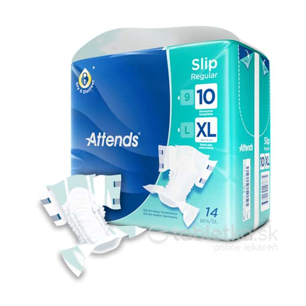 E-shop ATTENDS Slip Regular Plus 10 XL plienkové nohavičky, savosť 3699 ml, obvod bokov 150-175 cm, 1x14 ks