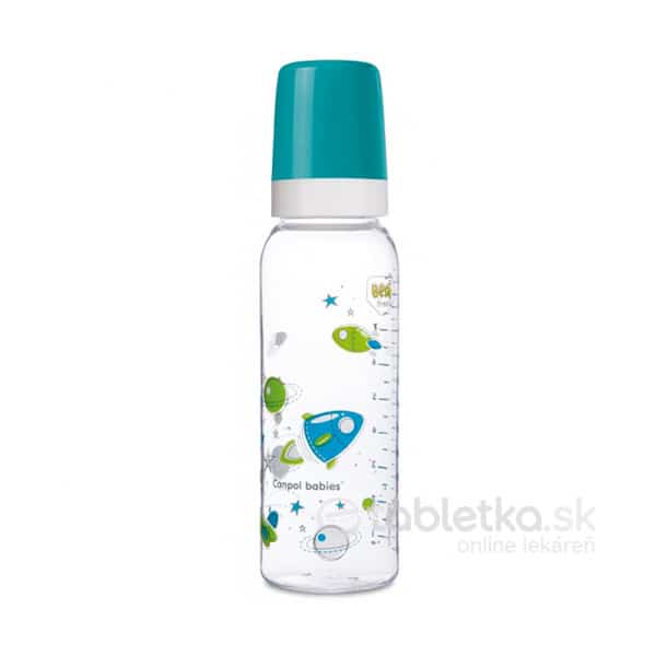 E-shop Canpol Babies Fľaša tvarovaná 250 ml plast, silikónový cumlík 12m+